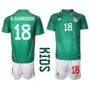 Mexiko Andres Guardado #18 kläder Barn VM 2022 Hemmatröja Kortärmad (+ korta byxor)